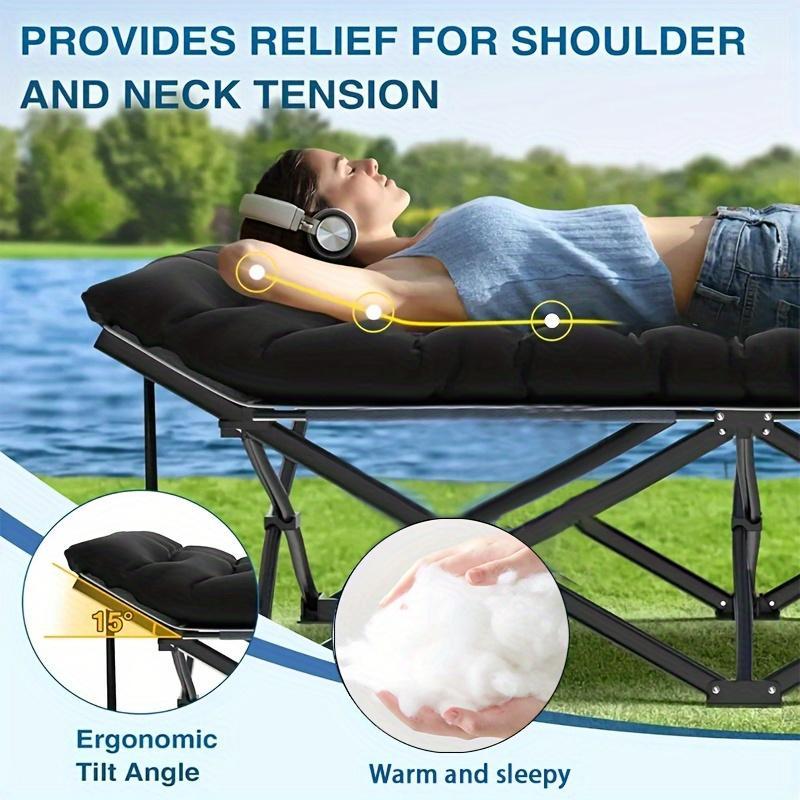 Black Heavy Duty Foldable Camp Cot