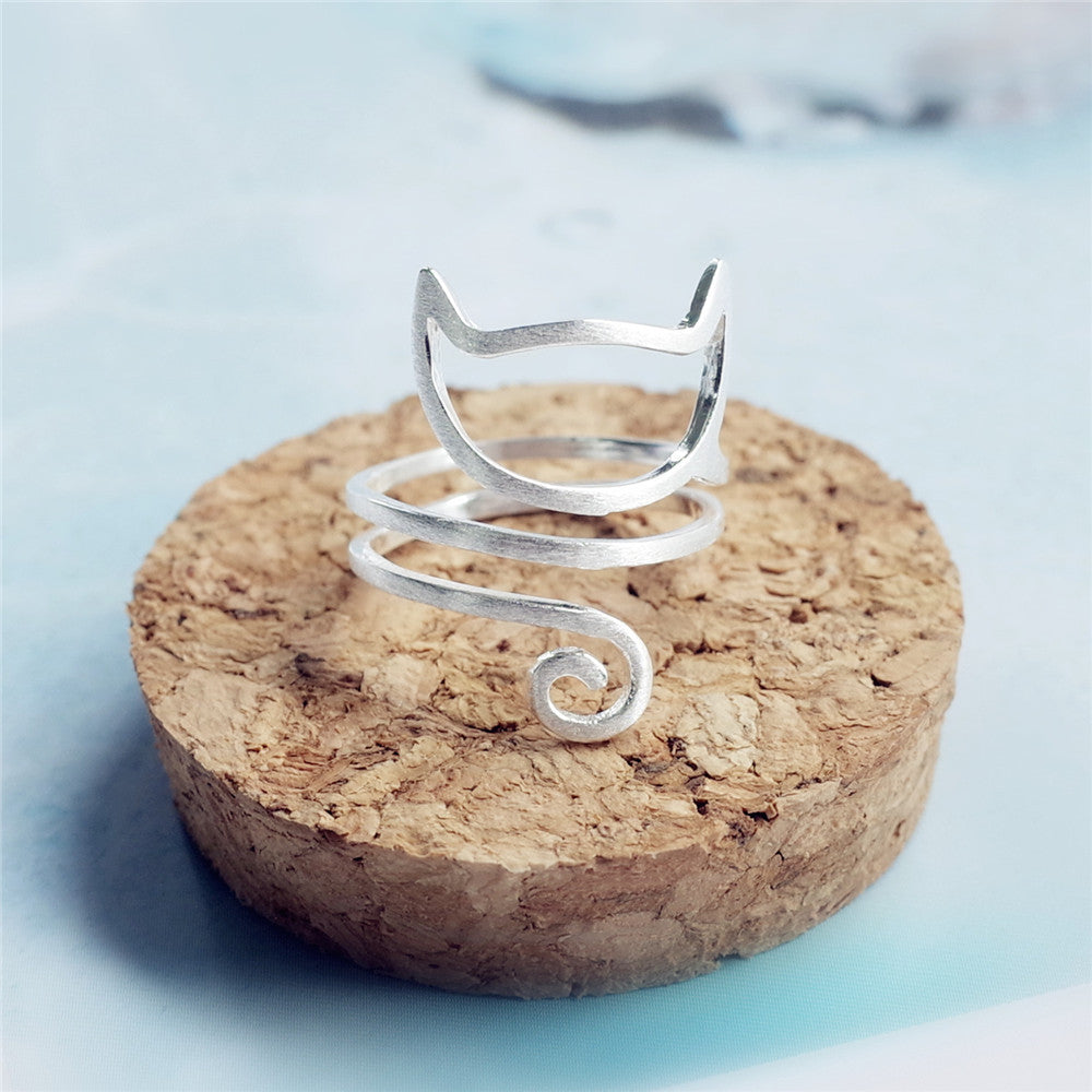 S925 Silver Cute Cat Ring