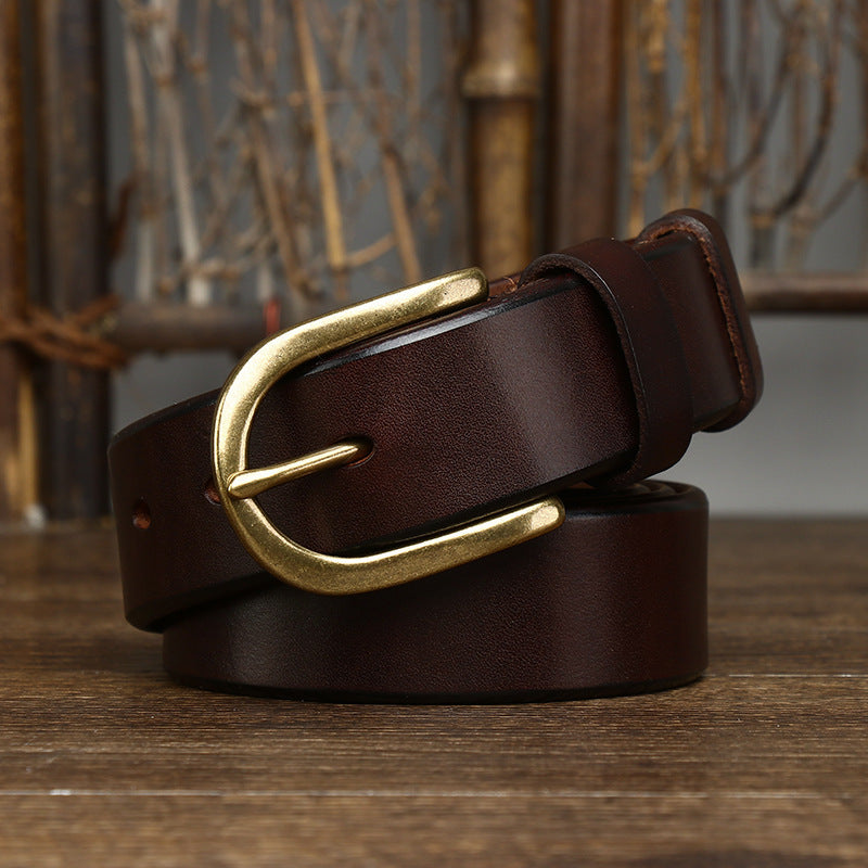 Retro Copper Buckle Belt for Men 3.3CM