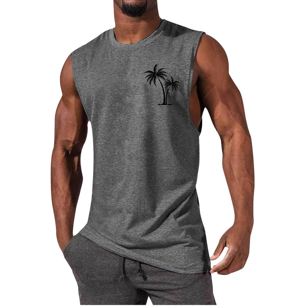 Men’s Coconut Tree Embroidery Tank Top