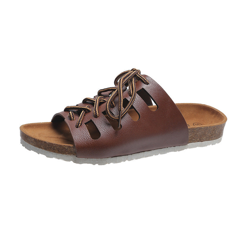 Lace-Up Roman Flat Sandals for Women