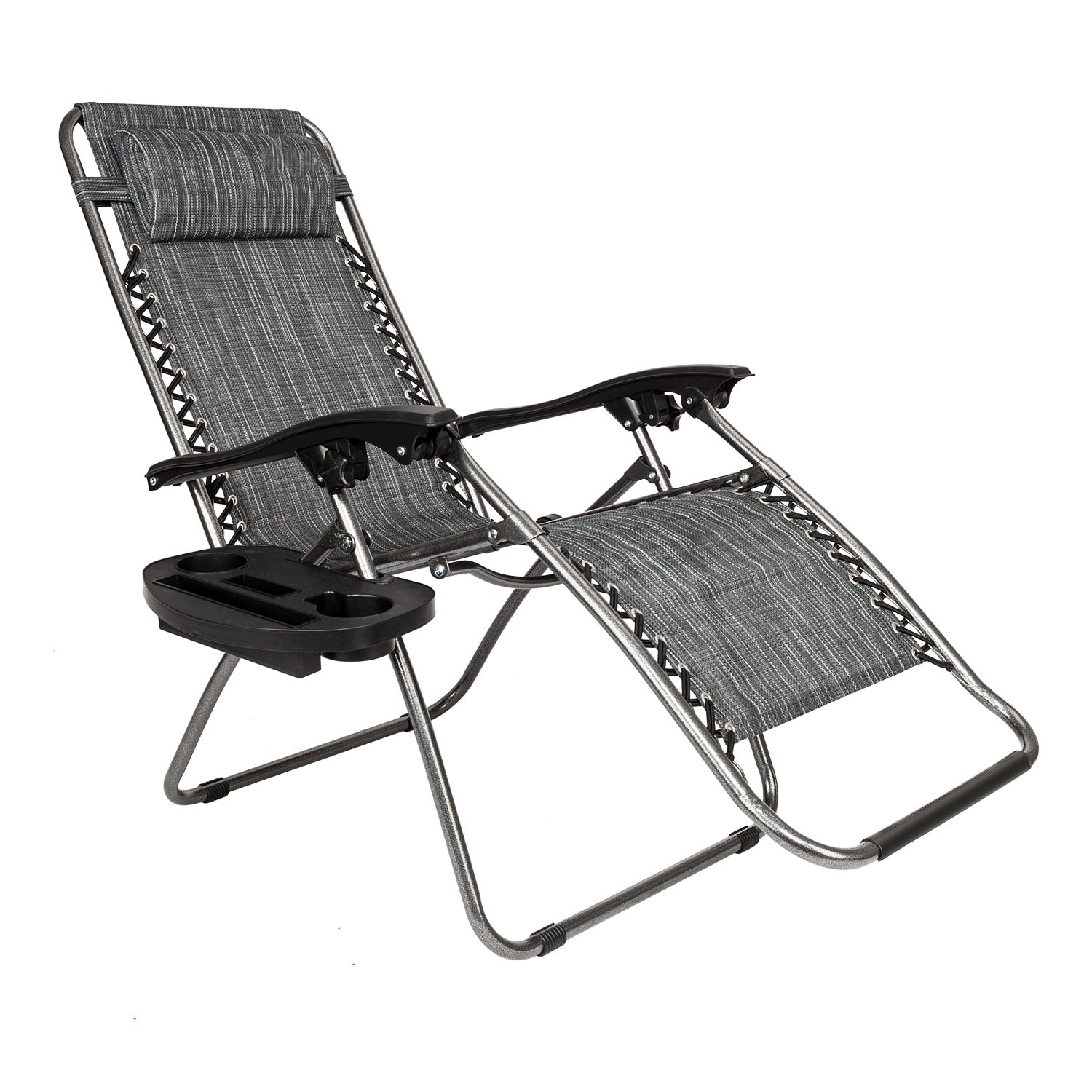 2pcs Adjustable Folding Loungers Grey
