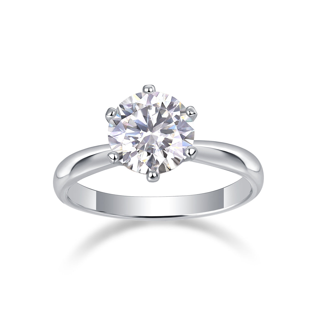 Classic Six-Prong Moissanite Silver Rings