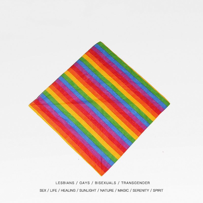 Écharpe rayée en coton arc-en-ciel LGBT