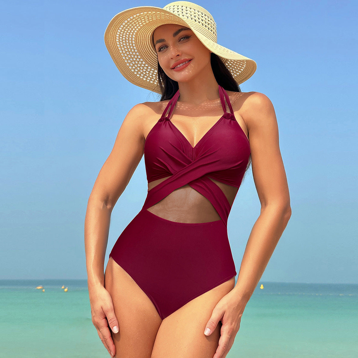 Halter-Neck One-Piece Swimsuit