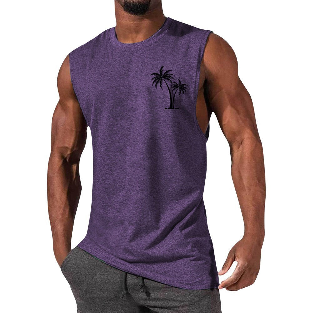 Men’s Coconut Tree Embroidery Tank Top
