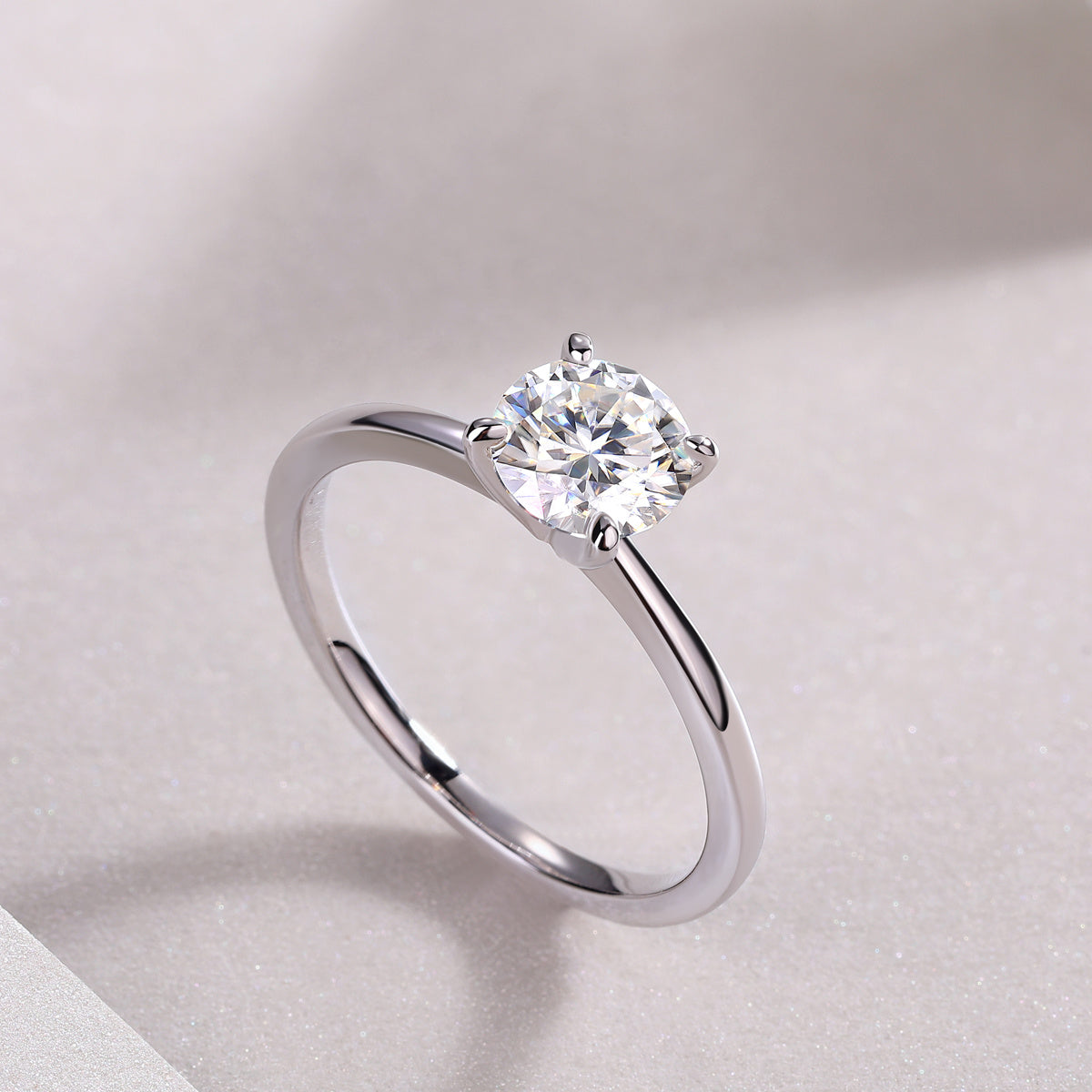 Classic 4 Prong Moissanite Silver Ring