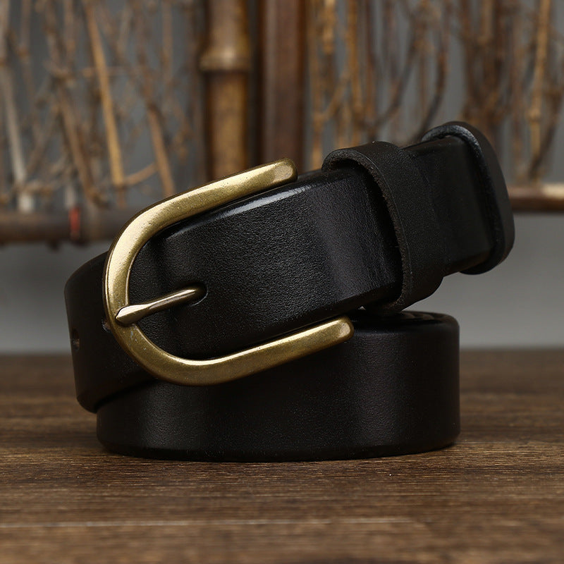 Retro Copper Buckle Belt for Men 3.3CM