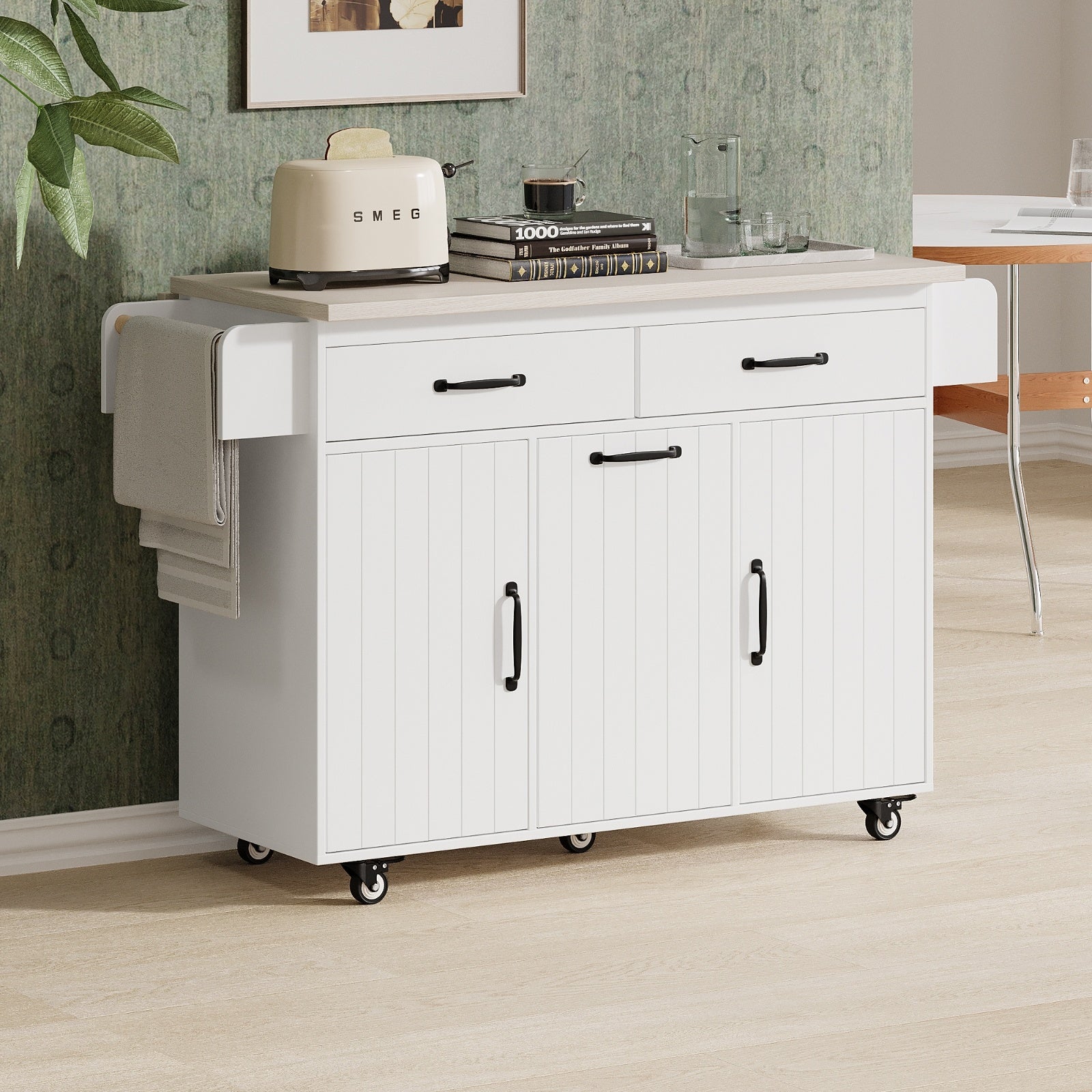 K K Kitchen Island Cart with Storage