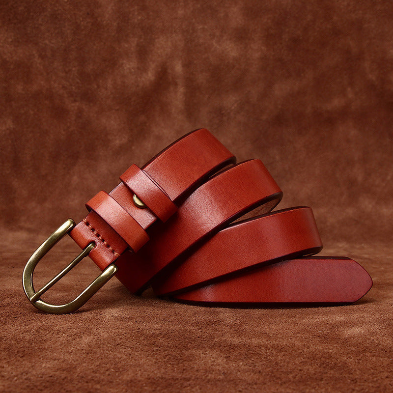 Retro Copper Buckle Belt for Men 3.3CM