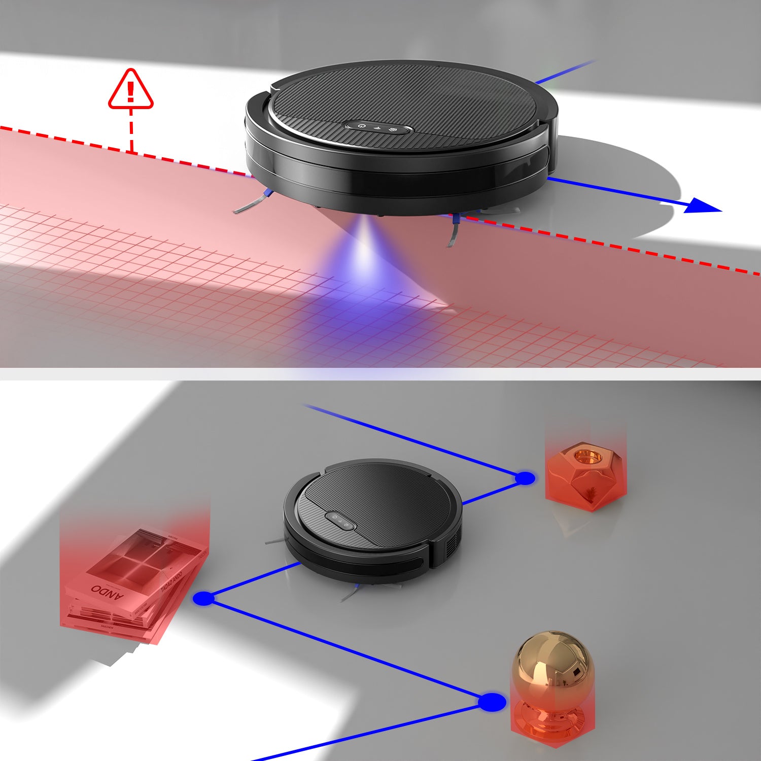 3-in-1-Staubsauger- und Wischroboter, 5000 Pa Saugleistung