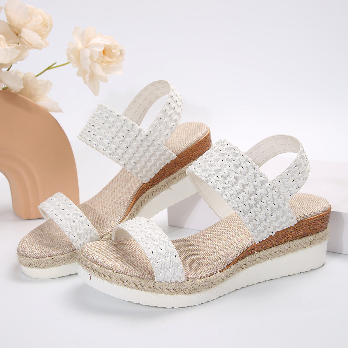 Sommer Peep-Toe Keilsandaletten Damen