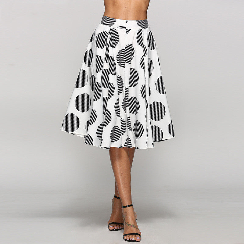 Large Polka Dot Slim Mid-Length Skirt