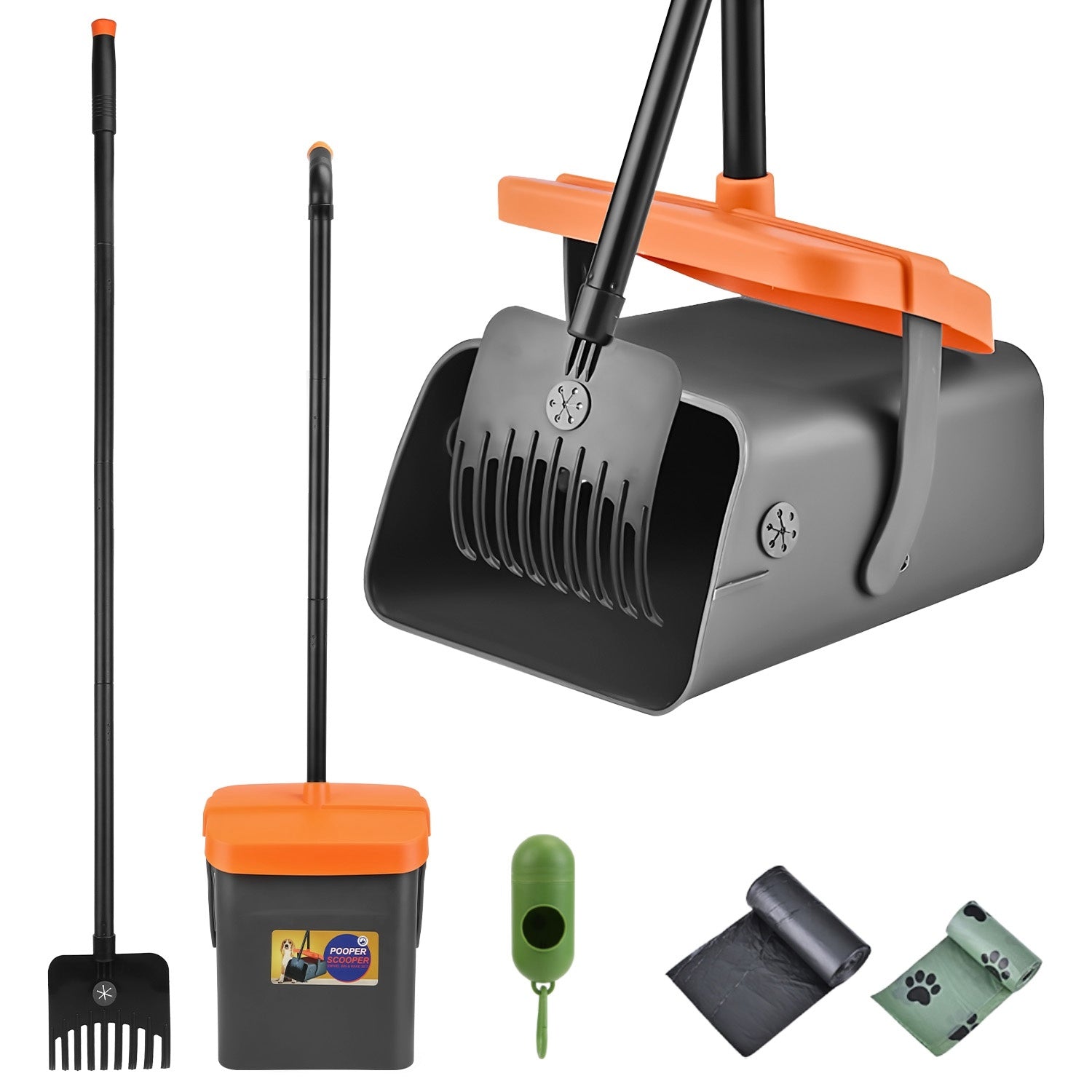 Pooper Scooper Kit with Rake & Bin