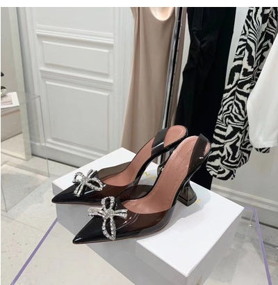 Transparent PVC Bow Pointed Toe Sandals