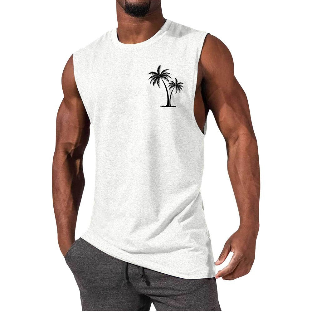 Men’s Coconut Tree Embroidery Tank Top
