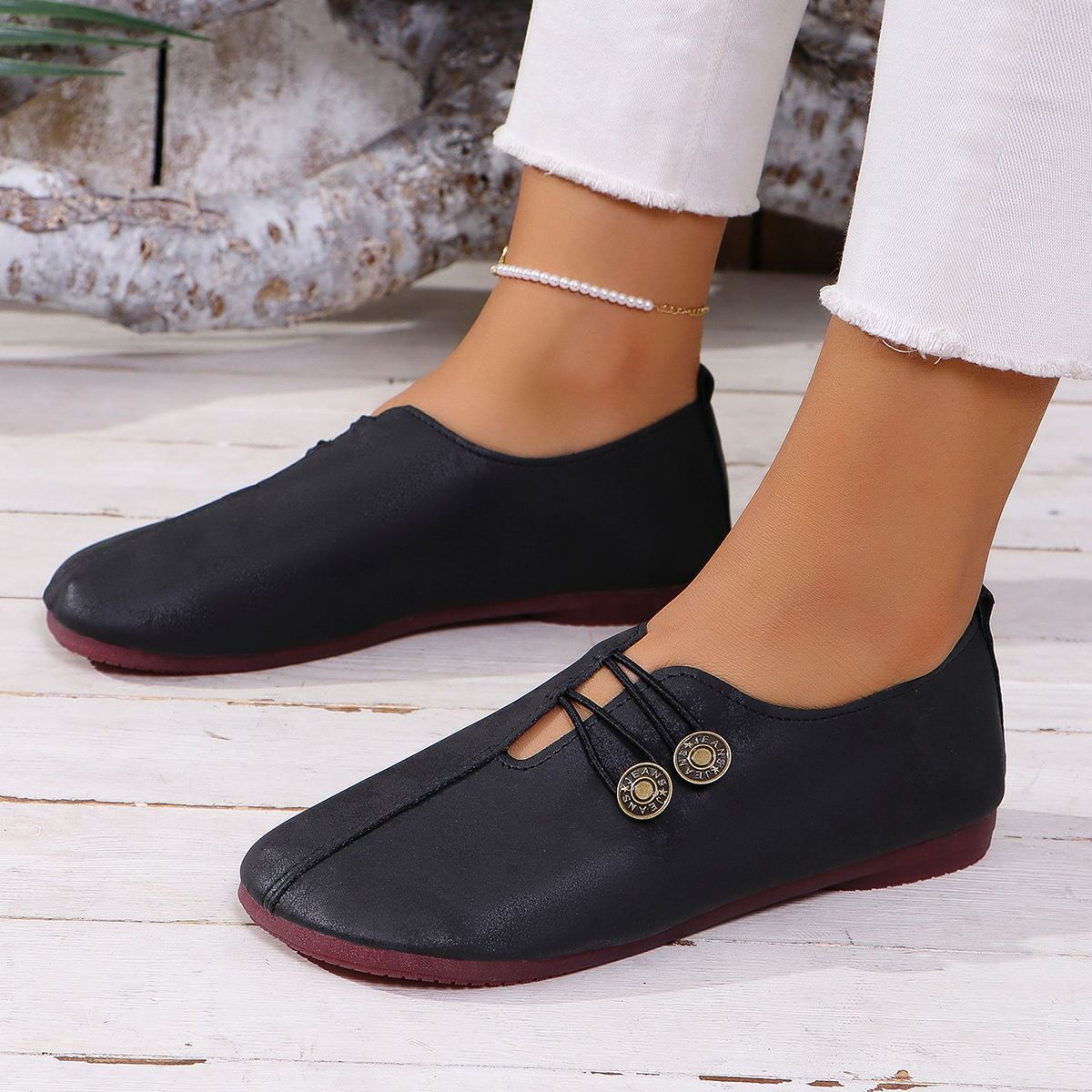 Women’s Square Toe Slip-On Flat Sandals