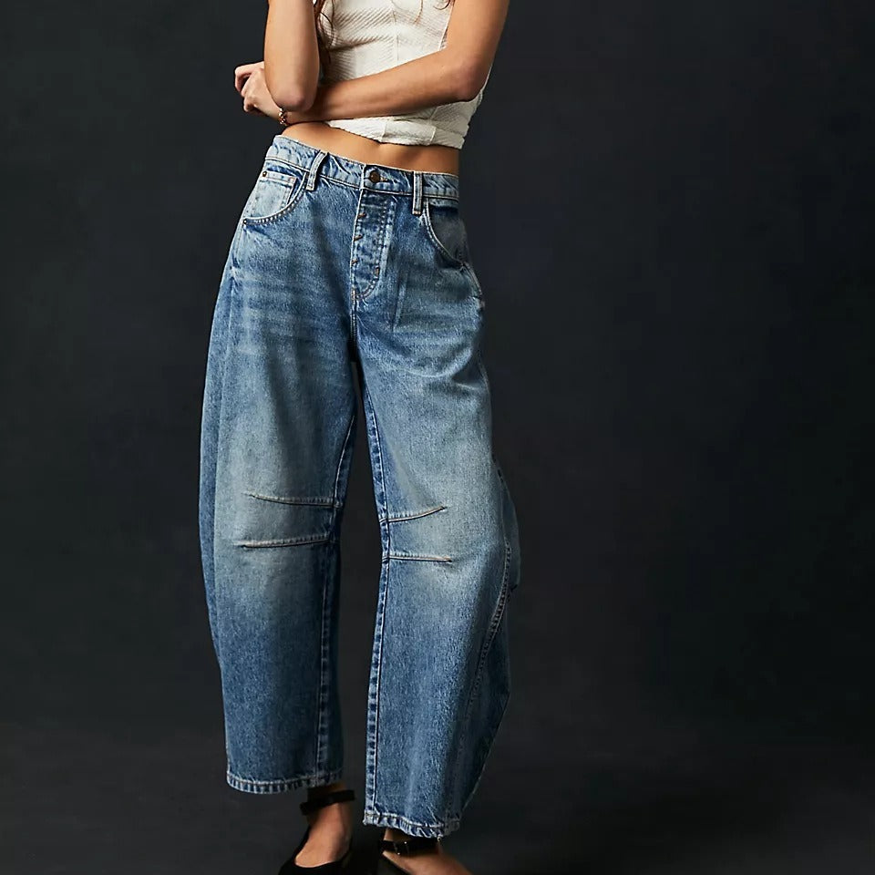 High Stretch Wide Leg Barrel Jeans