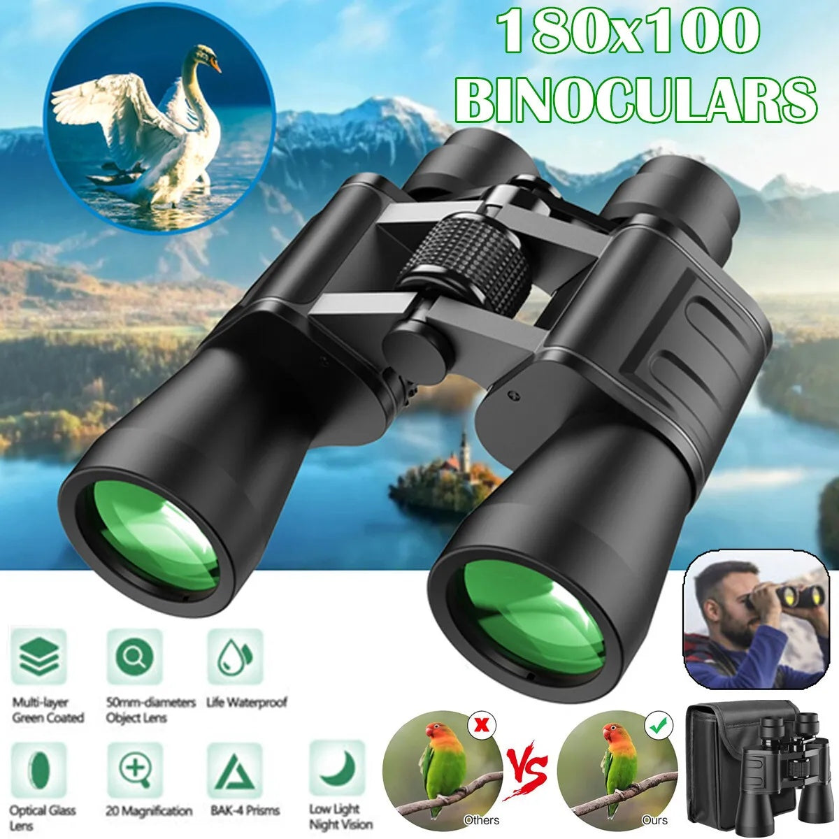 High Power Military Binoculars 180x100