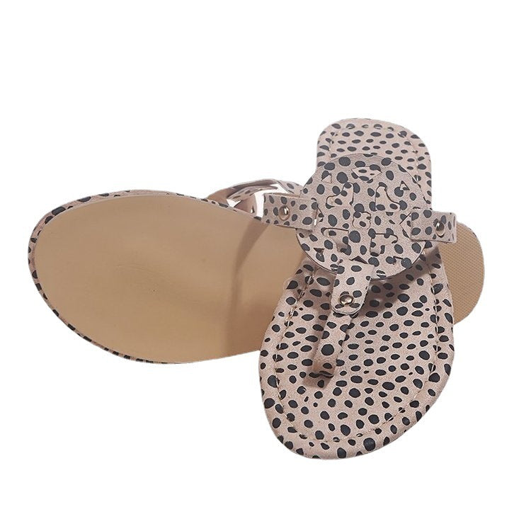 Leopard Print Beach Sandals Women