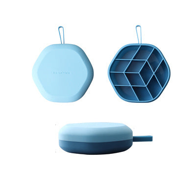 Sechseckige Eisform und Aufbewahrungsbox aus Silikon