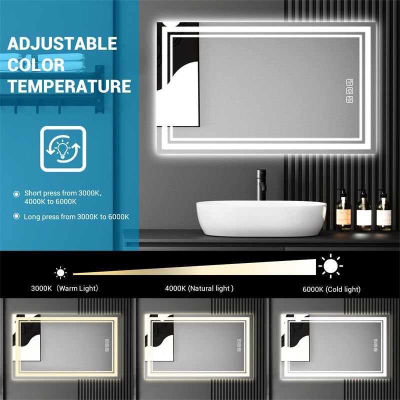 LED Bathroom Mirror with Defog & Dimming