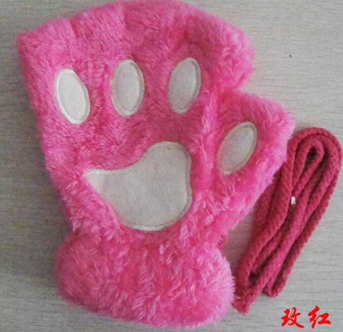 Cute Cat Paw Half Finger Gloves