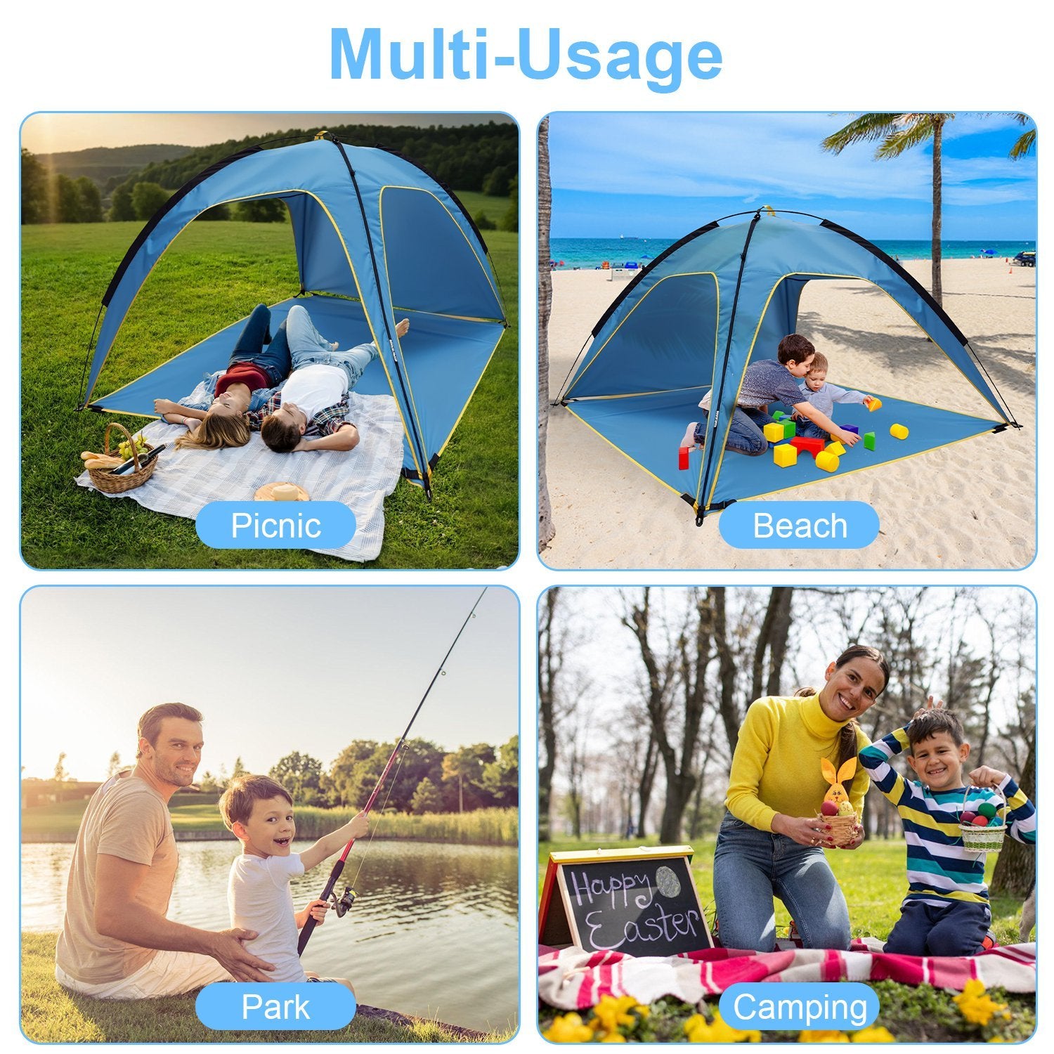 4-6 Person Beach Tent Canopy w/ Bag