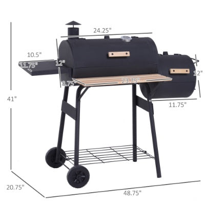 Outsunny 48" Charcoal Grill & Smoker Combo