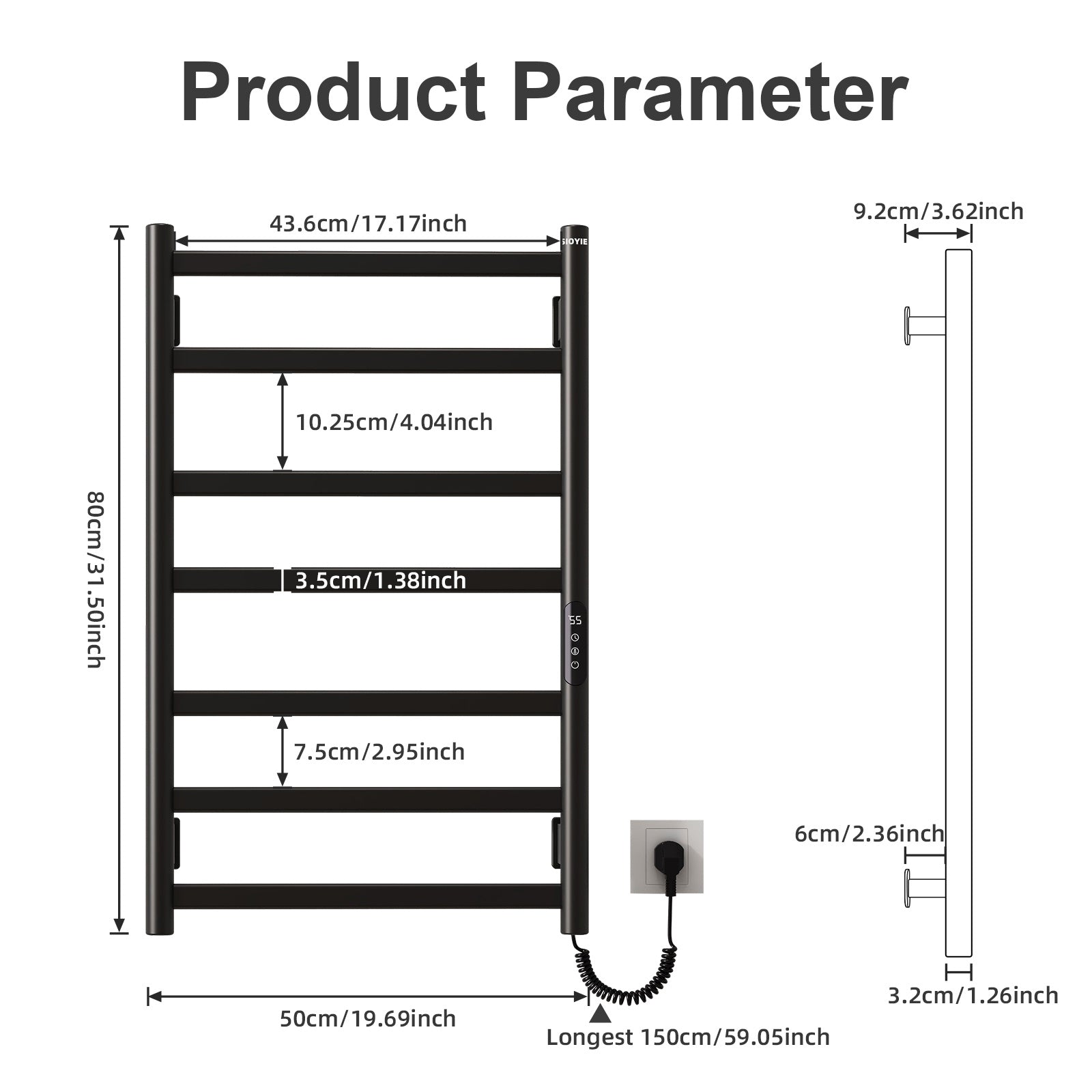 SIOYIE 6-Bar Wall Mounted Towel Warmer
