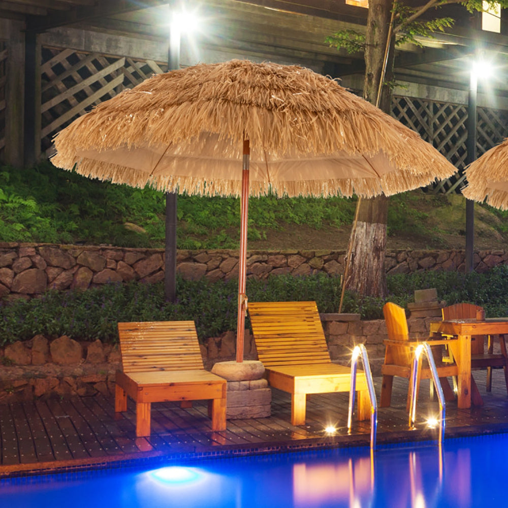 6,5 Fuß tragbarer, strohgedeckter Tiki-Strandschirm