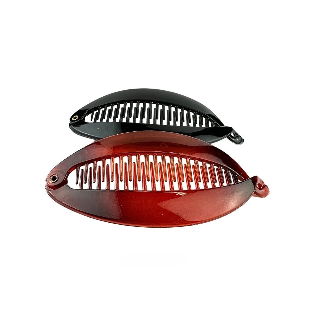 12pcs Shell & Black Banana Hair Clips