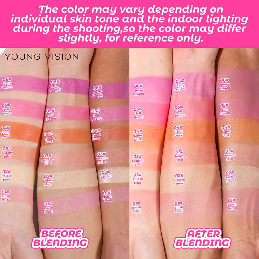 6-Color Heart Shaped Blush Stick Set