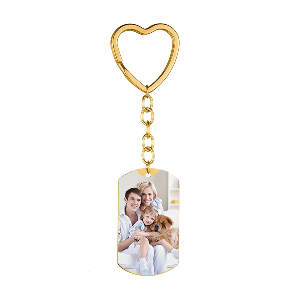 Custom Heart Photo Name Keychain