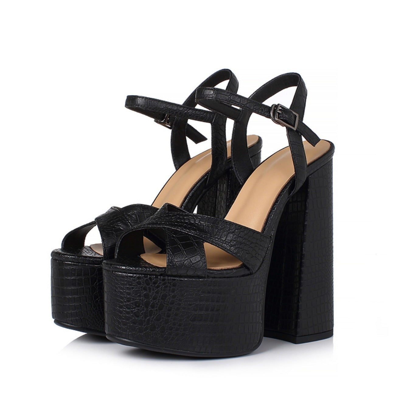 Damen-Sandalen mit klobigem Absatz und Plateau-Absatz