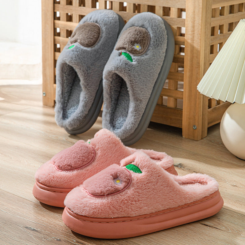 Warme Hausschuhe aus Baumwollplüsch für Damen