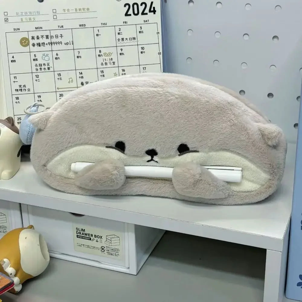 Cute Plush Otter Penguin Pencil Case