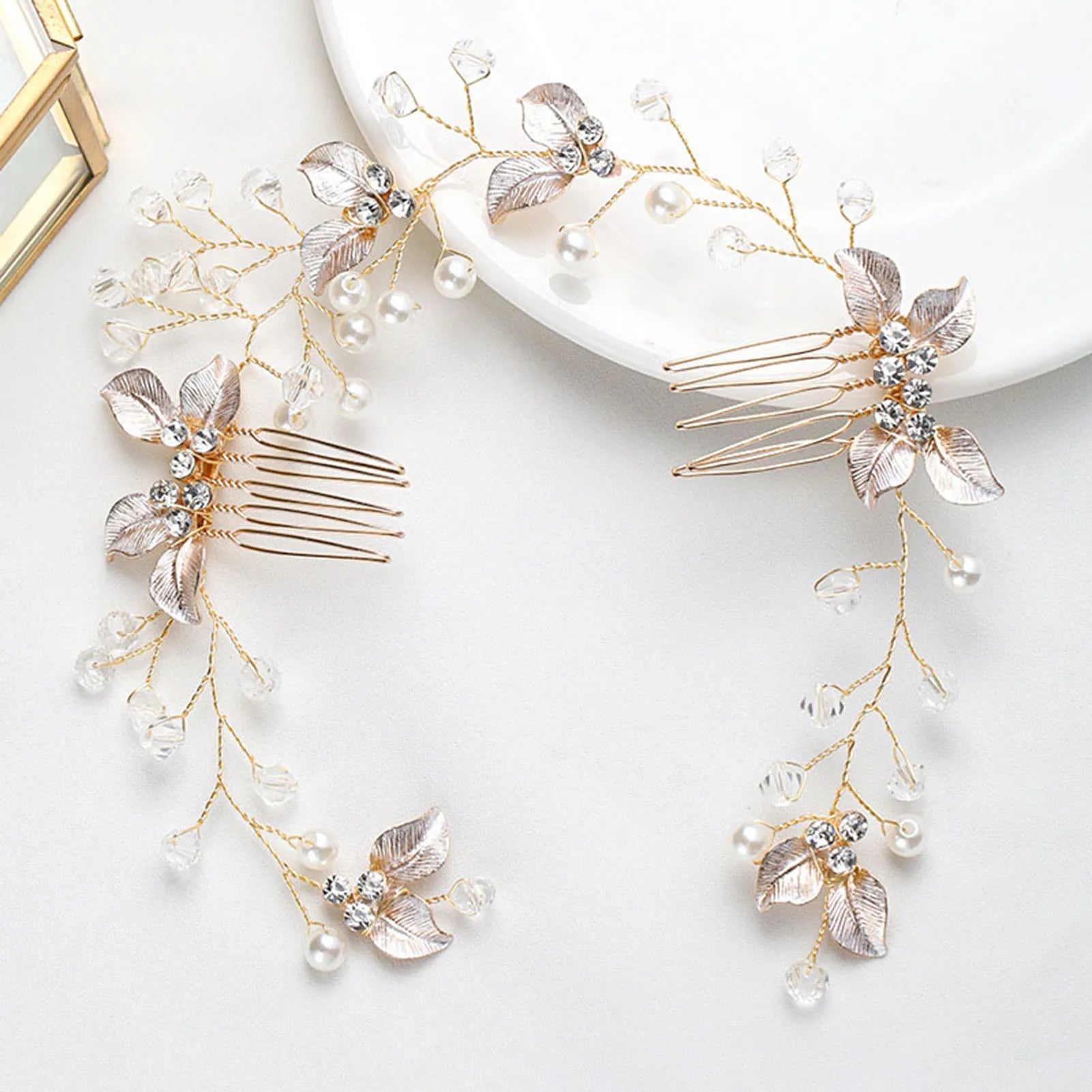 Gold Rhinestone Bridal Hair Comb Clip