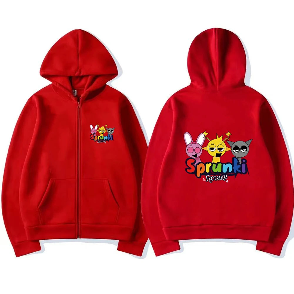 Sprunki Incredibox Kids Zipper Hoodie