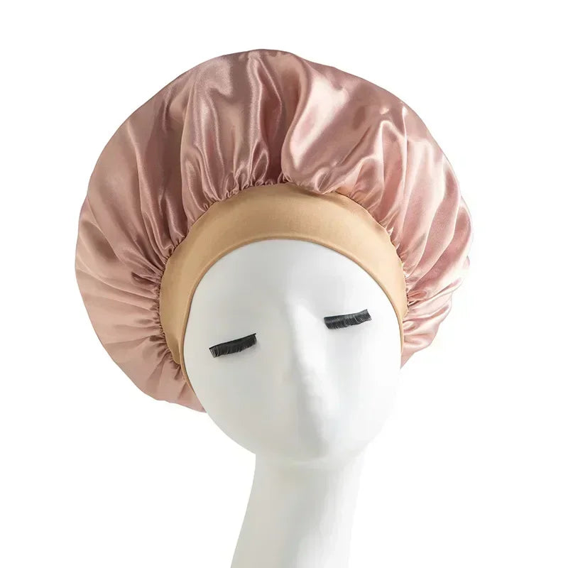 Satin Wide-Brim Silk Sleep Nightcap