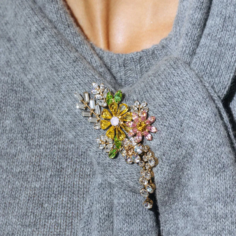 Stonefans Colorful Crystal Flower Brooch