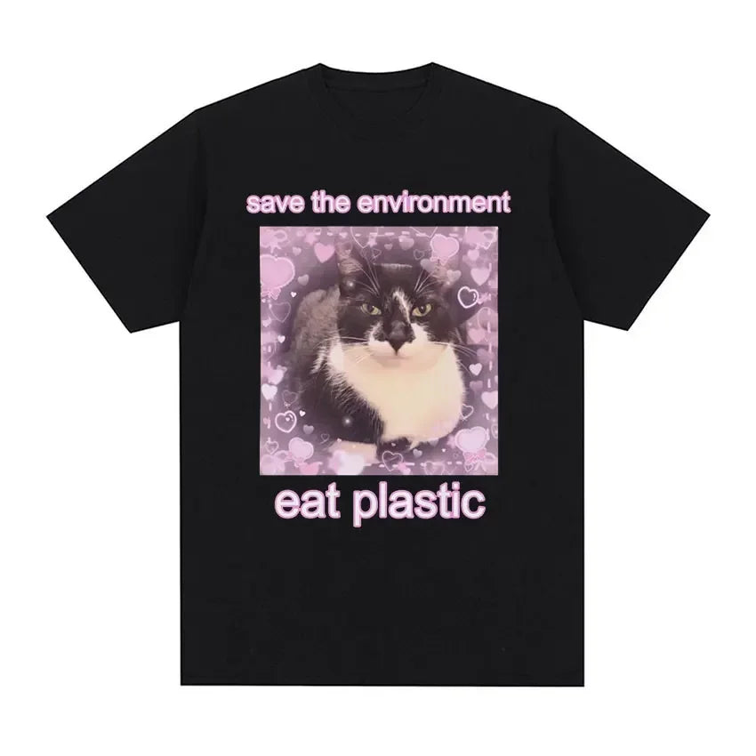 Save Environment Cute Cat T Shirt