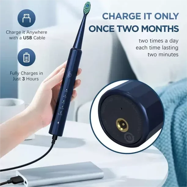 SEJOY Sonic Toothbrush 8 Heads USB Rechargeable