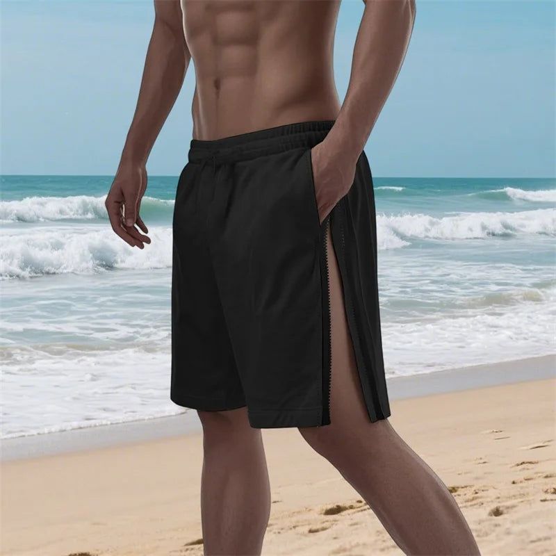 Herren-Shorts mit Kordelzug und elastischer Taille, lockere Passform
