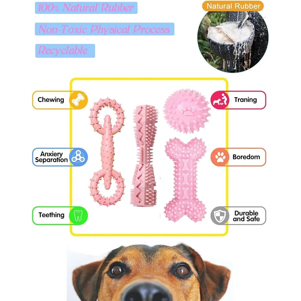 Pink Puppy Teething Chew Toy Set