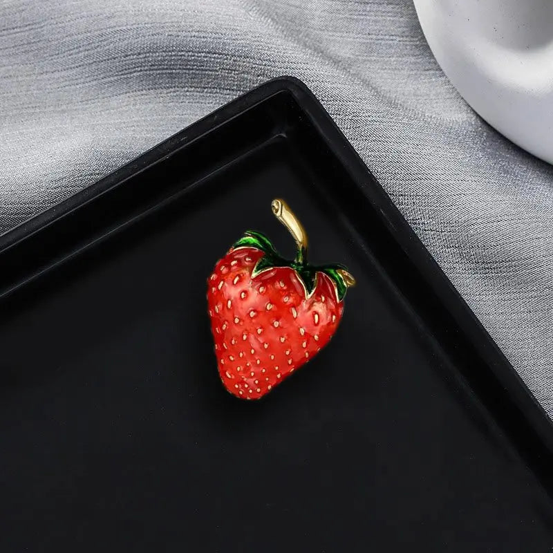 Sweet Strawberry Alloy Fruit Brooch
