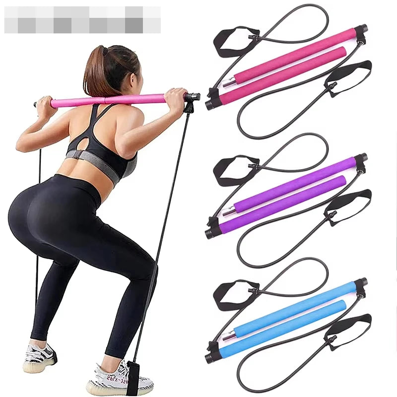 Multifunktions-Pilatesstange mit Bändern