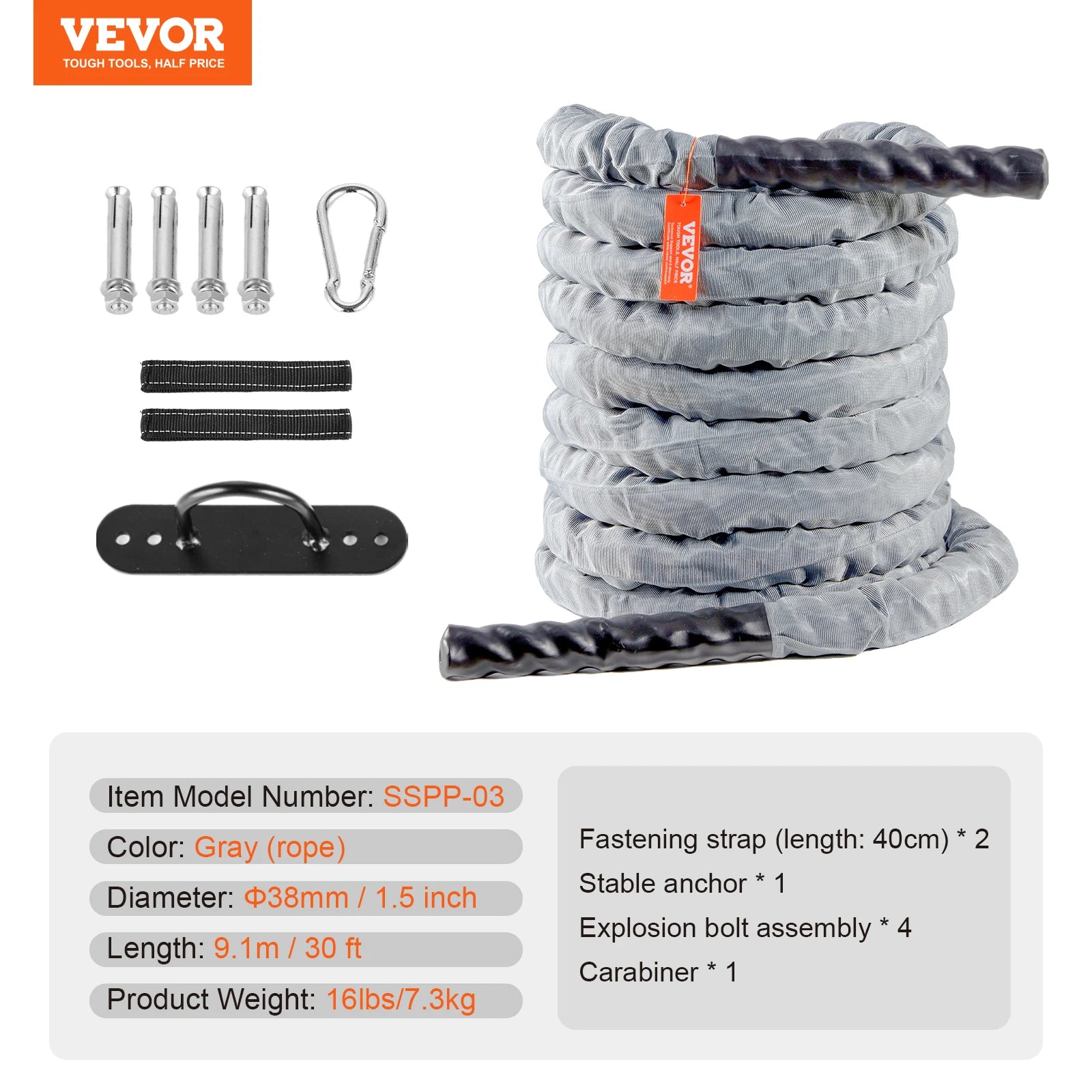 VEVOR Battle Rope with Anchor Sleeve