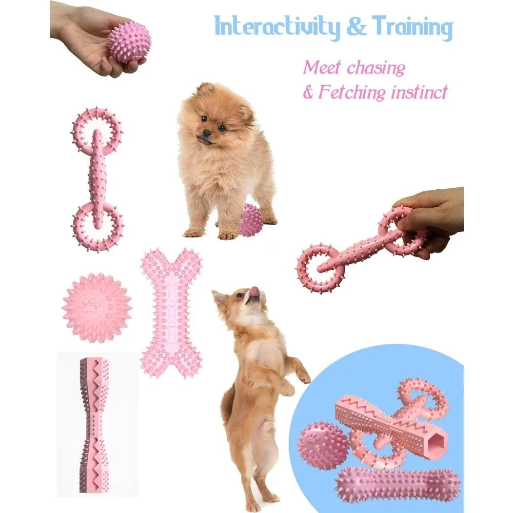 Pink Puppy Teething Chew Toy Set