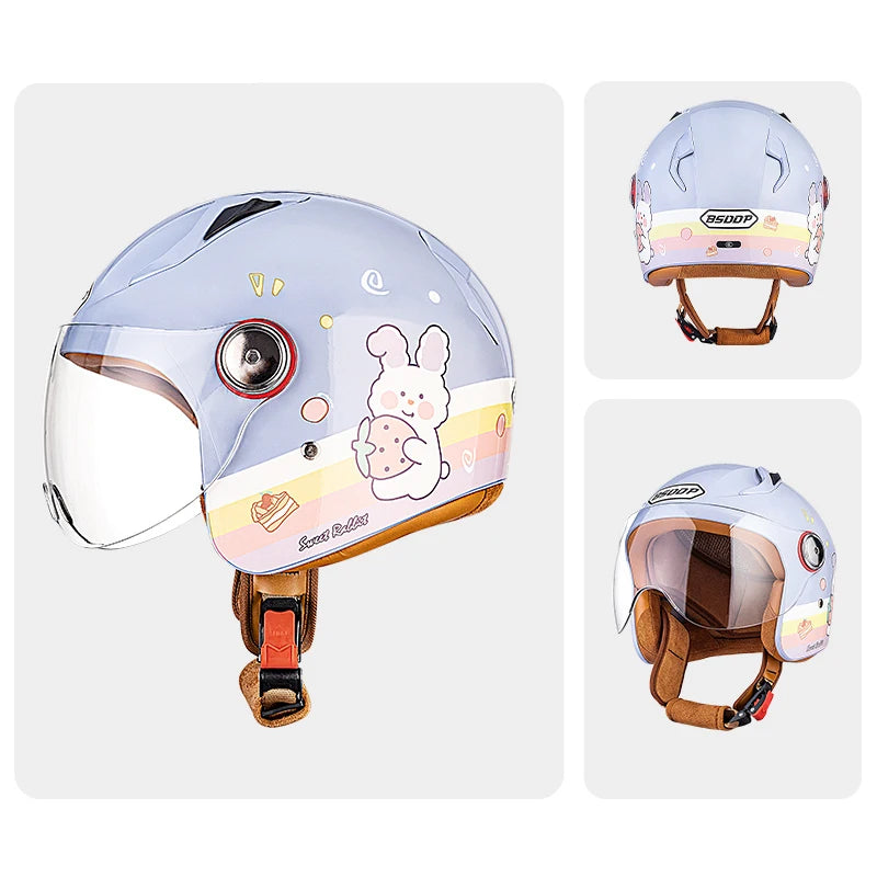 Cute Kids Motorcycle Helmet Open Face